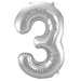 Number 3 Foil Birthday Balloon - Silver - Shimmer & Confetti