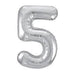 Number 5 Foil Birthday Balloon - Silver - Shimmer & Confetti
