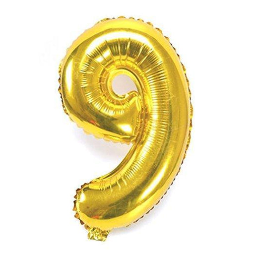 Number 9 Foil Birthday Balloon - Gold - Shimmer & Confetti