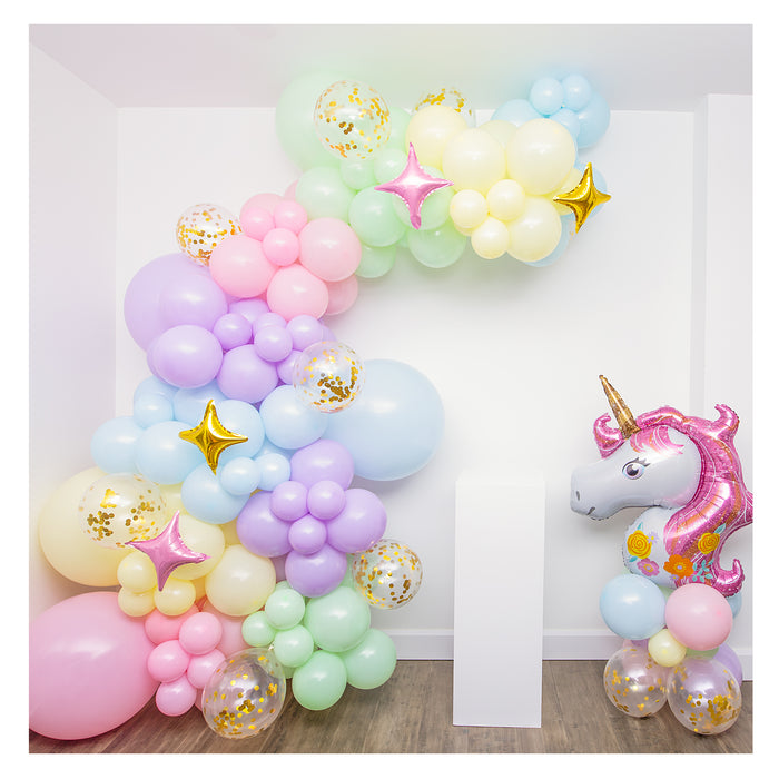16-Foot DIY Pastel Unicorn Balloon Garland and Arch Kit with Gold
