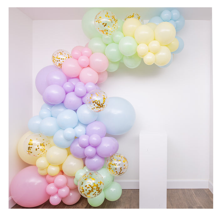 16 Foot Rainbow Pastel Balloon Garland and Arch Kit — Shimmer & Confetti