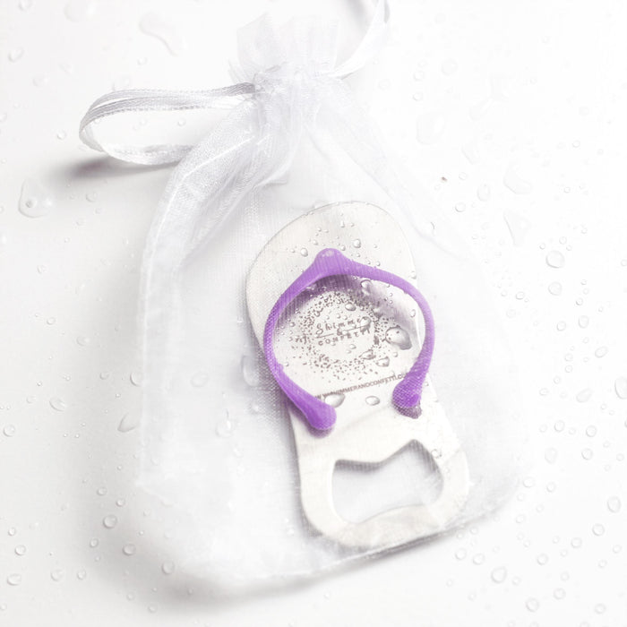 Personalized Flip Flop Bottle Opener  Destination Bridal Shower & Wed —  Shimmer & Confetti
