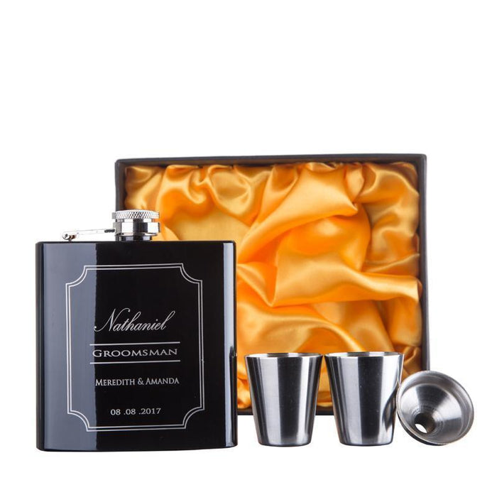 Personalized Stainless Steel Hip Flask Set