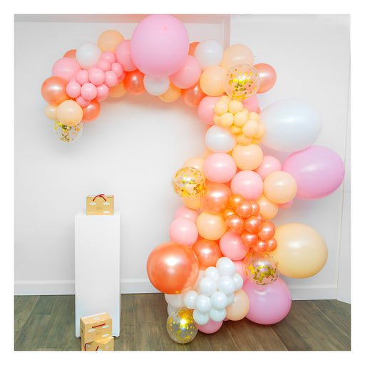 16-Foot DIY Peach and Pink Balloon Garland with Gold Confetti Balloons - Shimmer & Confetti