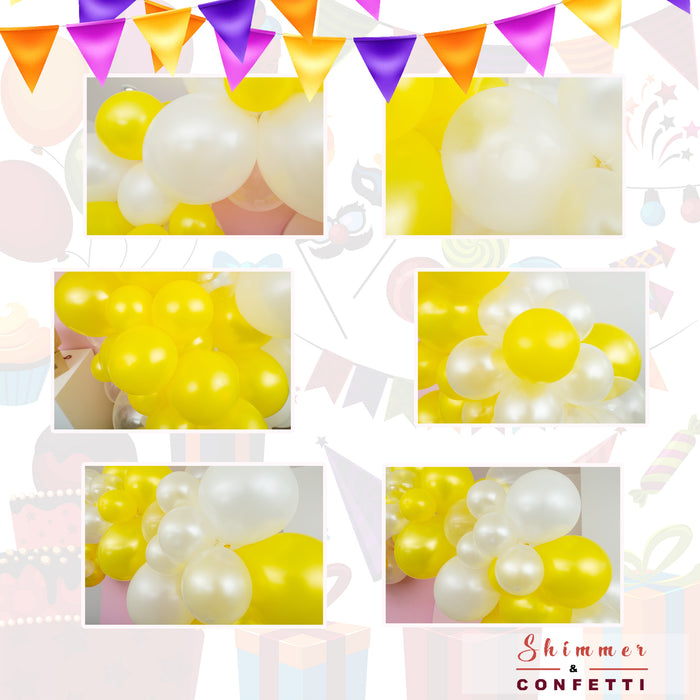 16-Foot DIY Yellow and White Popcorn Balloon Garland and Arch Kit - Main 4