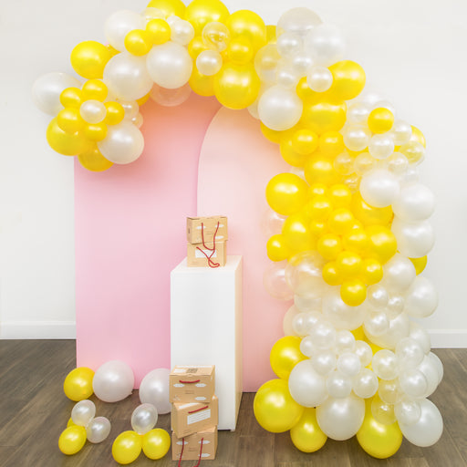 16-Foot DIY Yellow and White Popcorn Balloon Garland and Arch Kit - Main