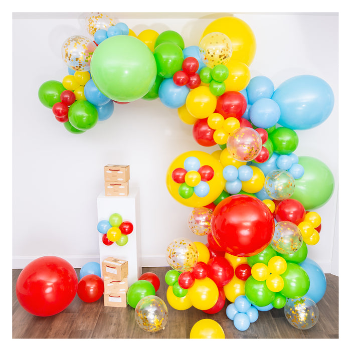 Rainbow Balloon Garland and Arch Kit with Gold Confetti Balloons - Shimmer & Confetti